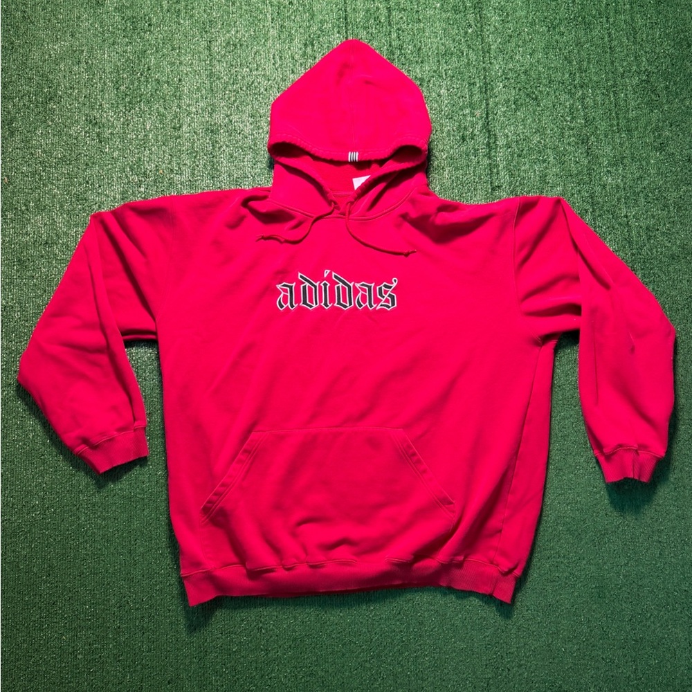 Vintage Adidas Red Old English Hoodie Size 3XL